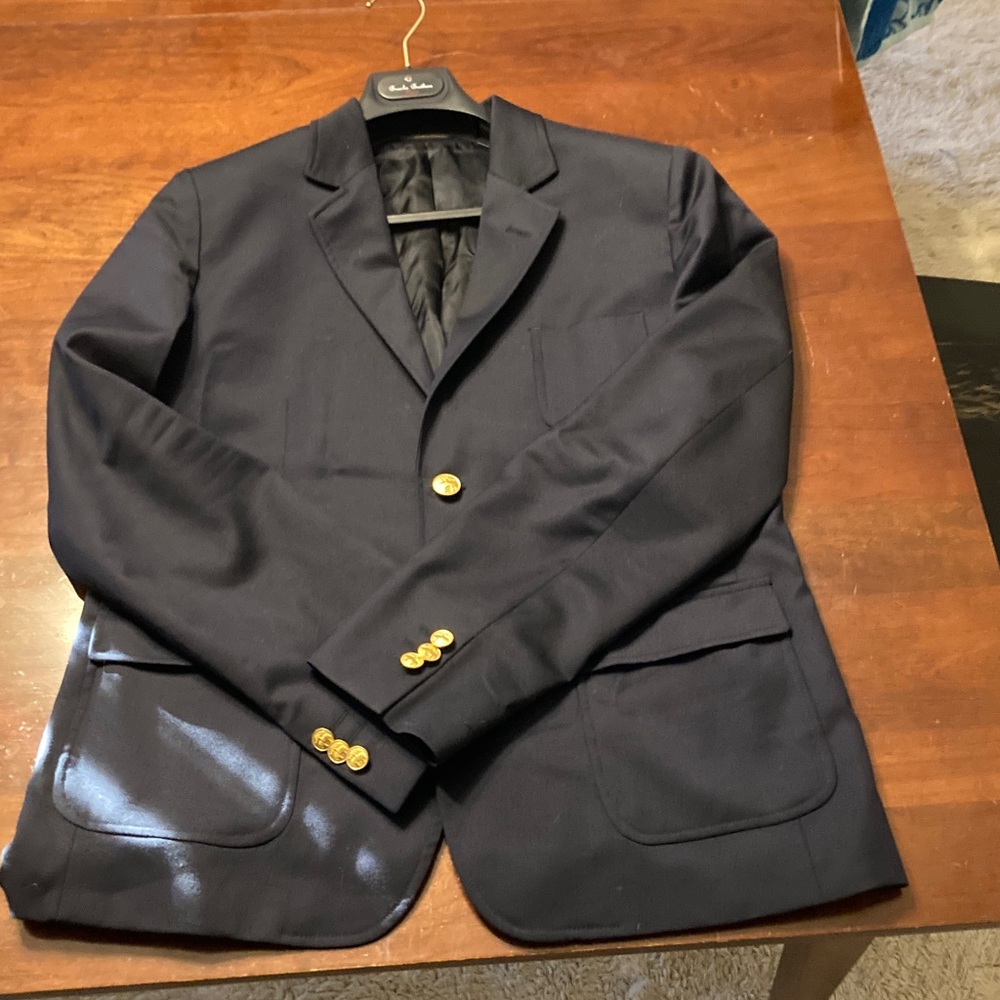 Boys size 18 Brooks Brothers Dark Blue Blazer with Gold Buttons